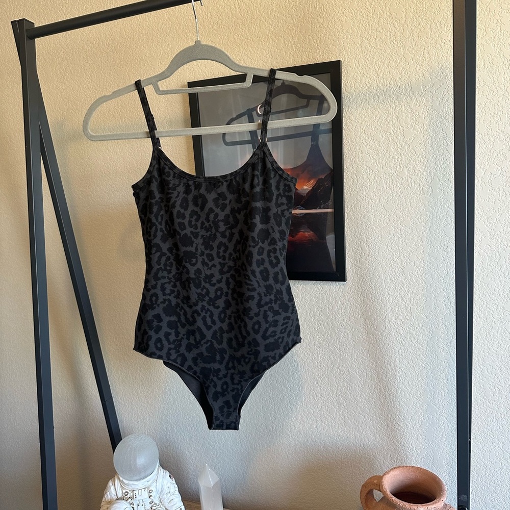 NWT, LNA Leopard Tank Bodysuit in Black Leopard